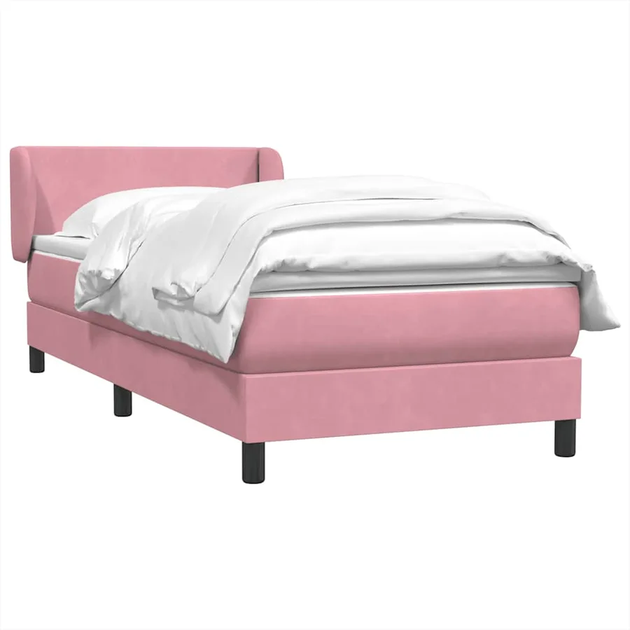 Sommier à lattes de lit avec matelas rose 80x220 cm velours - 4