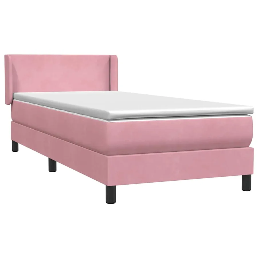 Sommier à lattes de lit avec matelas rose 80x220 cm velours - 4