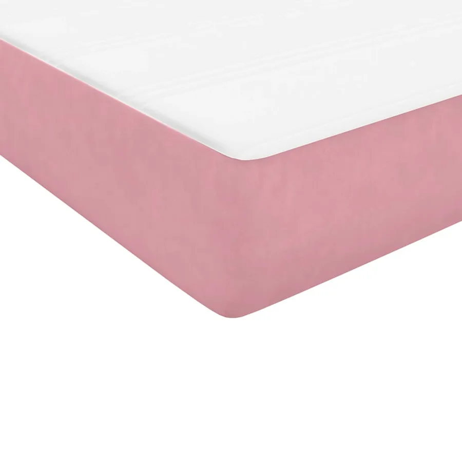 Sommier à lattes de lit avec matelas rose 80x220 cm velours - 9