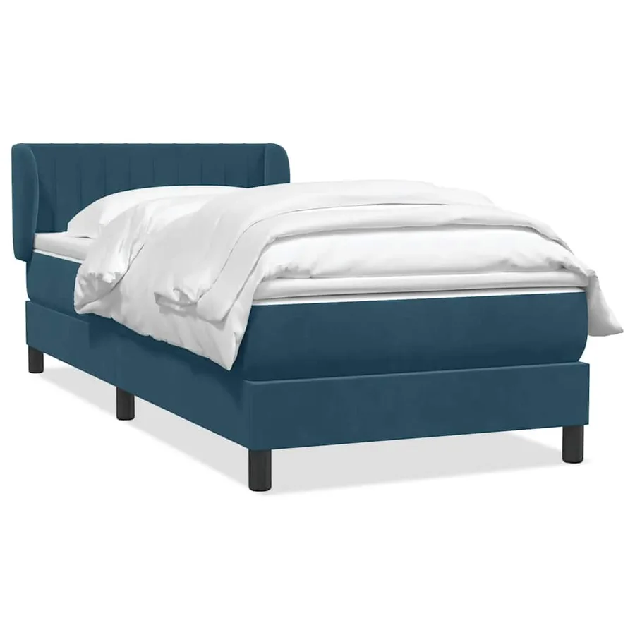 Sommier à lattes de lit et matelas bleu foncé 80x220 cm velours - 2
