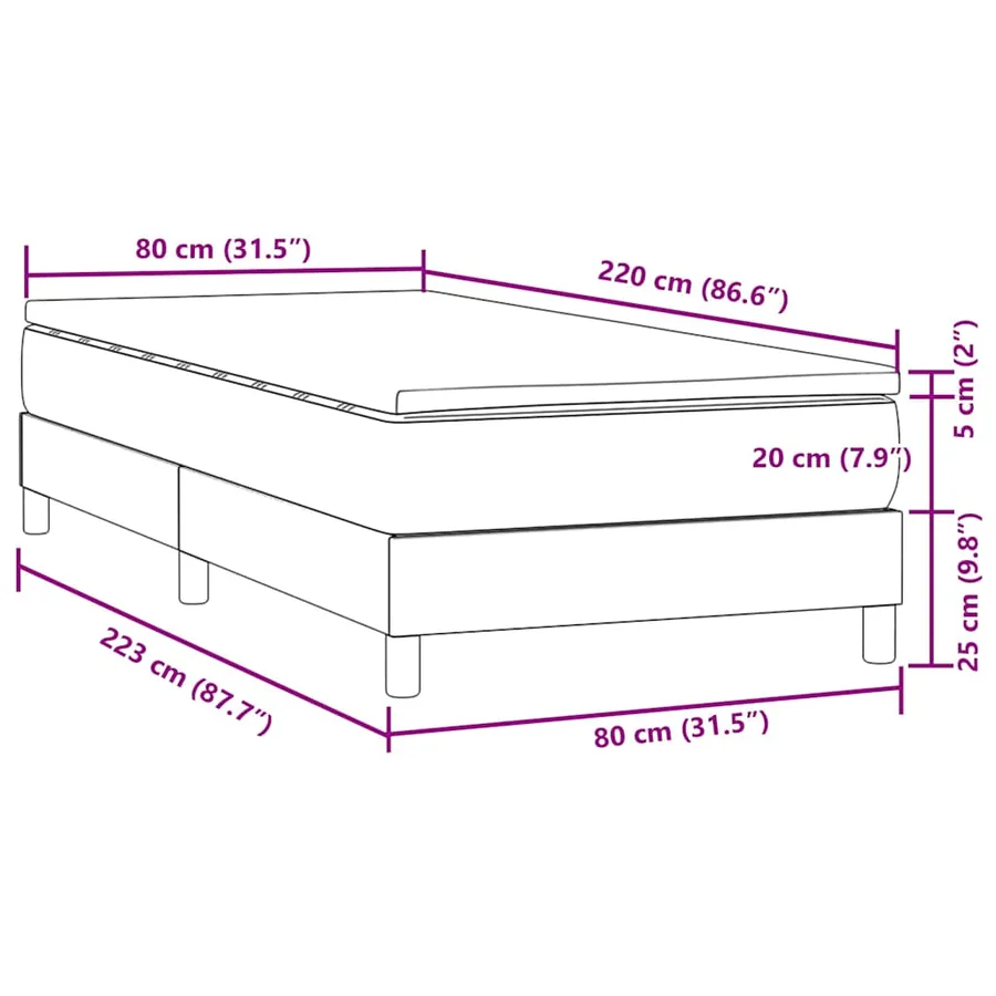 Sommier à lattes de lit et matelas bleu foncé 80x220 cm velours - 11