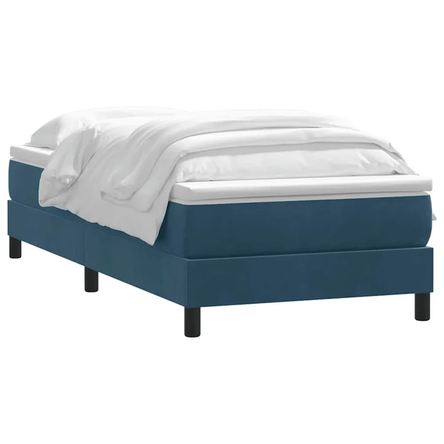 Sommier à lattes de lit et matelas bleu foncé 80x220 cm velours - 3