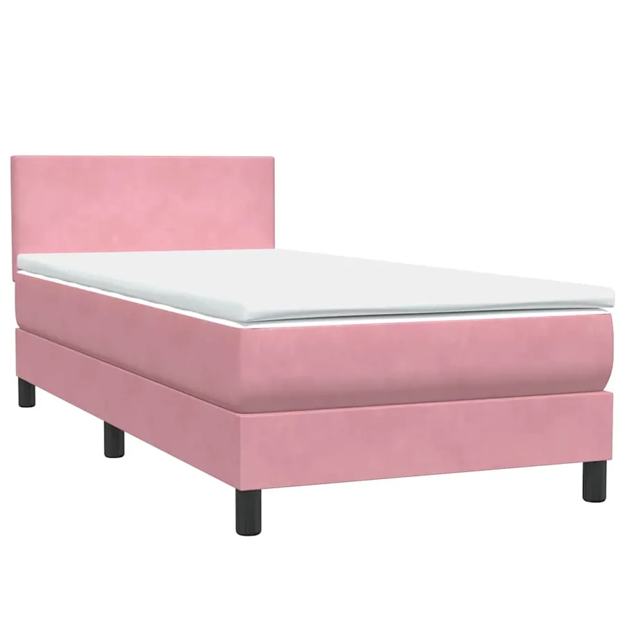 Sommier à lattes de lit avec matelas rose 80x220 cm velours - 4