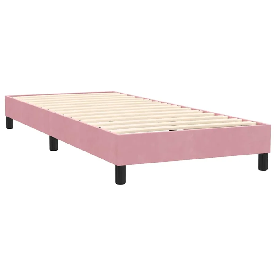 Sommier à lattes de lit avec matelas rose 80x220 cm velours - 5