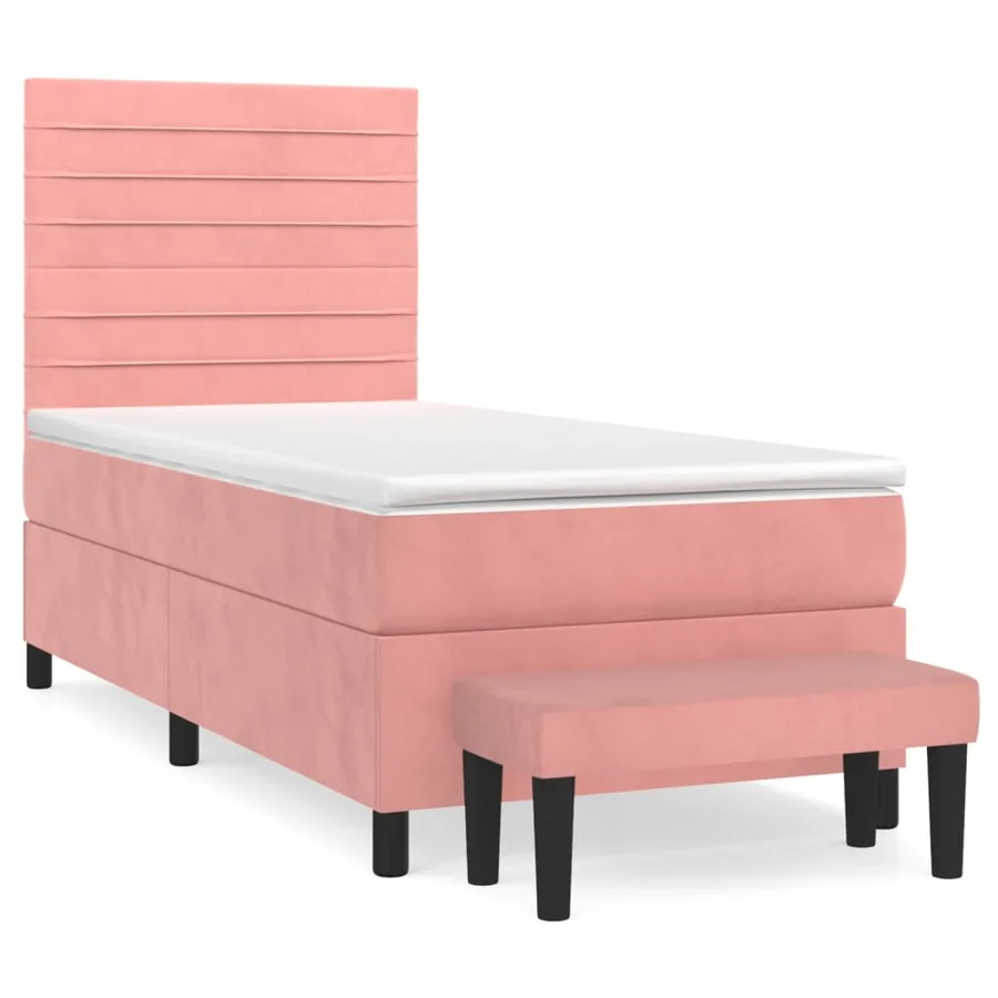 Sommier à lattes de lit avec matelas Rose 100x200 cm Velours - 2