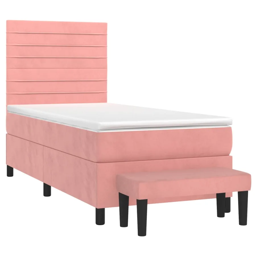 Sommier à lattes de lit avec matelas Rose 100x200 cm Velours - 3