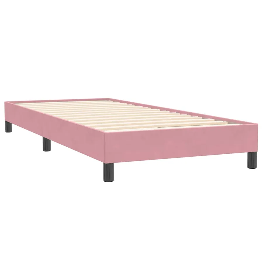 Sommier à lattes de lit avec matelas et LED rose 80x220 cm velours - 6