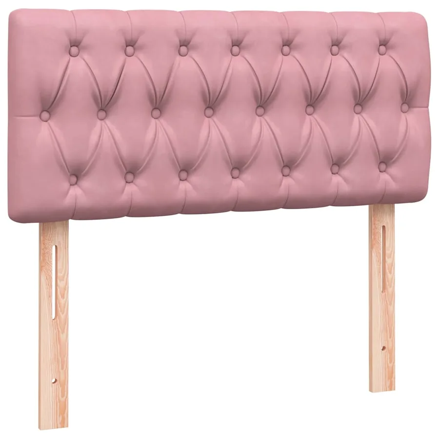 Sommier à lattes de lit avec matelas et LED rose 80x220 cm velours - 7