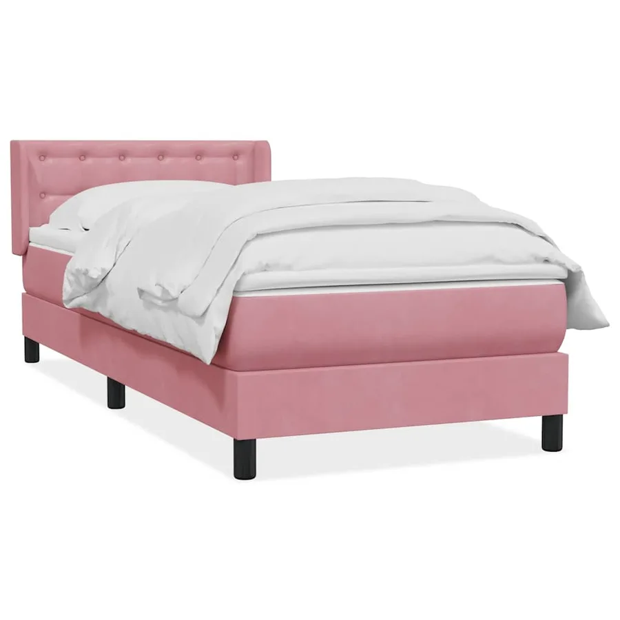 Sommier à lattes de lit avec matelas rose 80x220 cm velours - 2