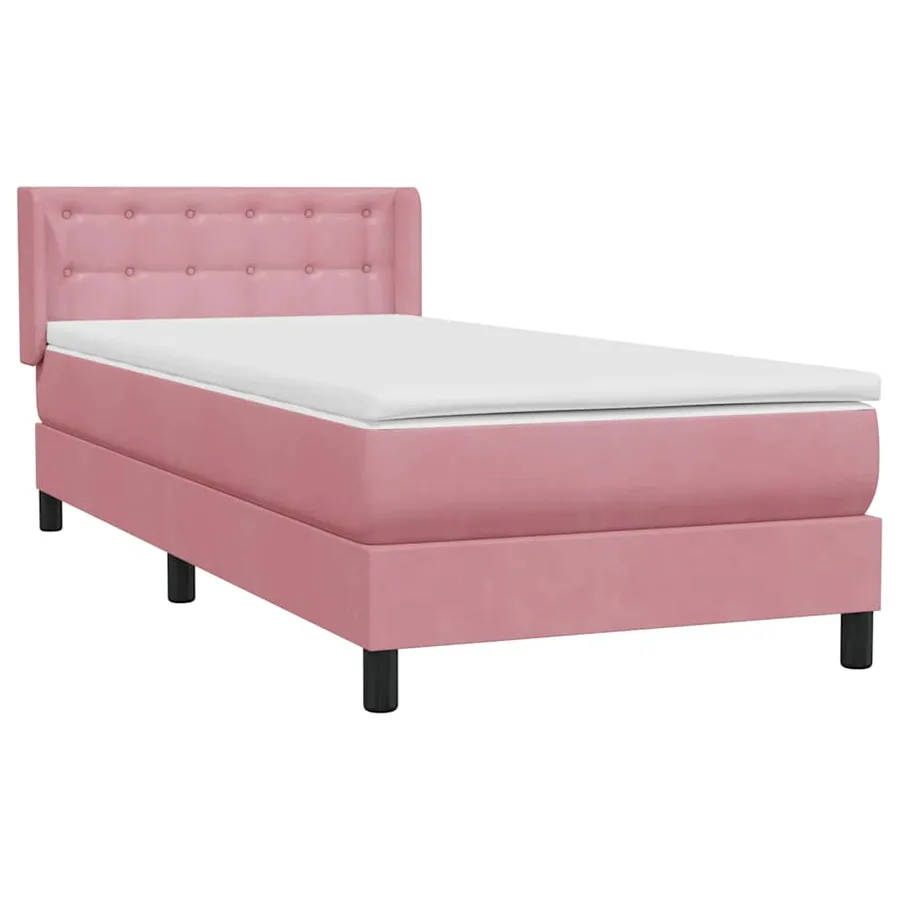 Sommier à lattes de lit avec matelas rose 80x220 cm velours - 4