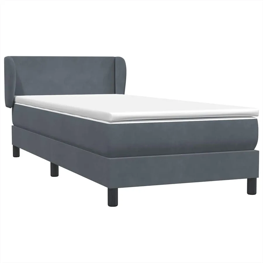 Sommier à lattes de lit et matelas gris foncé 90x210 cm velours - 2