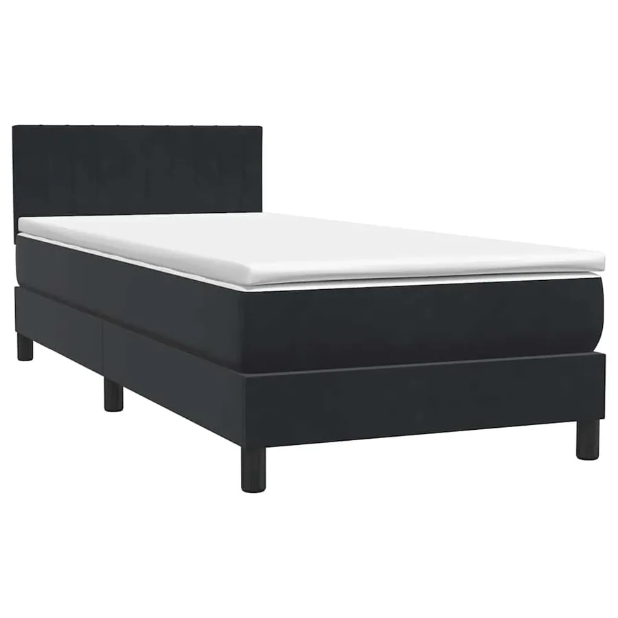 Sommier à lattes de lit avec matelas noir 80x220 cm velours - 2