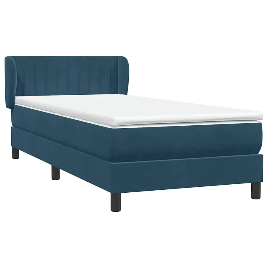 Sommier à lattes de lit et matelas bleu foncé 90x220 cm velours - 4