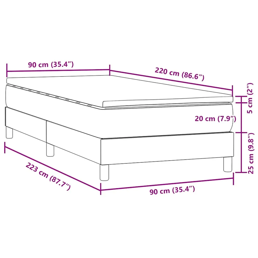 Sommier à lattes de lit avec matelas rose 90x220 cm velours - 11