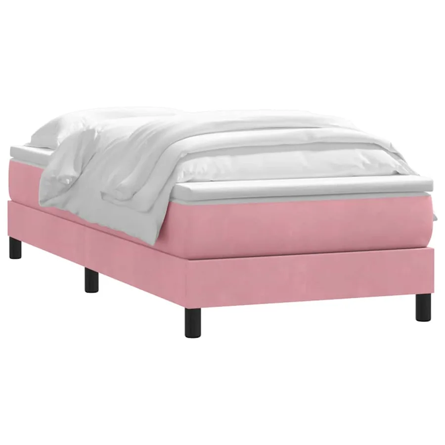 Sommier à lattes de lit avec matelas rose 90x220 cm velours - 3