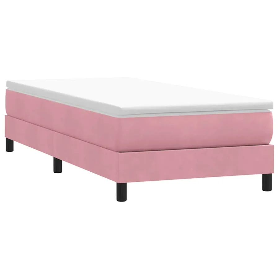 Sommier à lattes de lit avec matelas rose 90x220 cm velours - 5