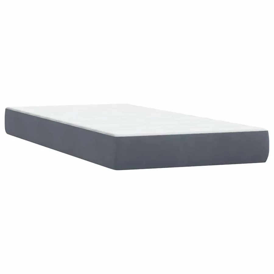 Sommier à lattes de lit et matelas et LED gris foncé 90x210 cm velours - 7