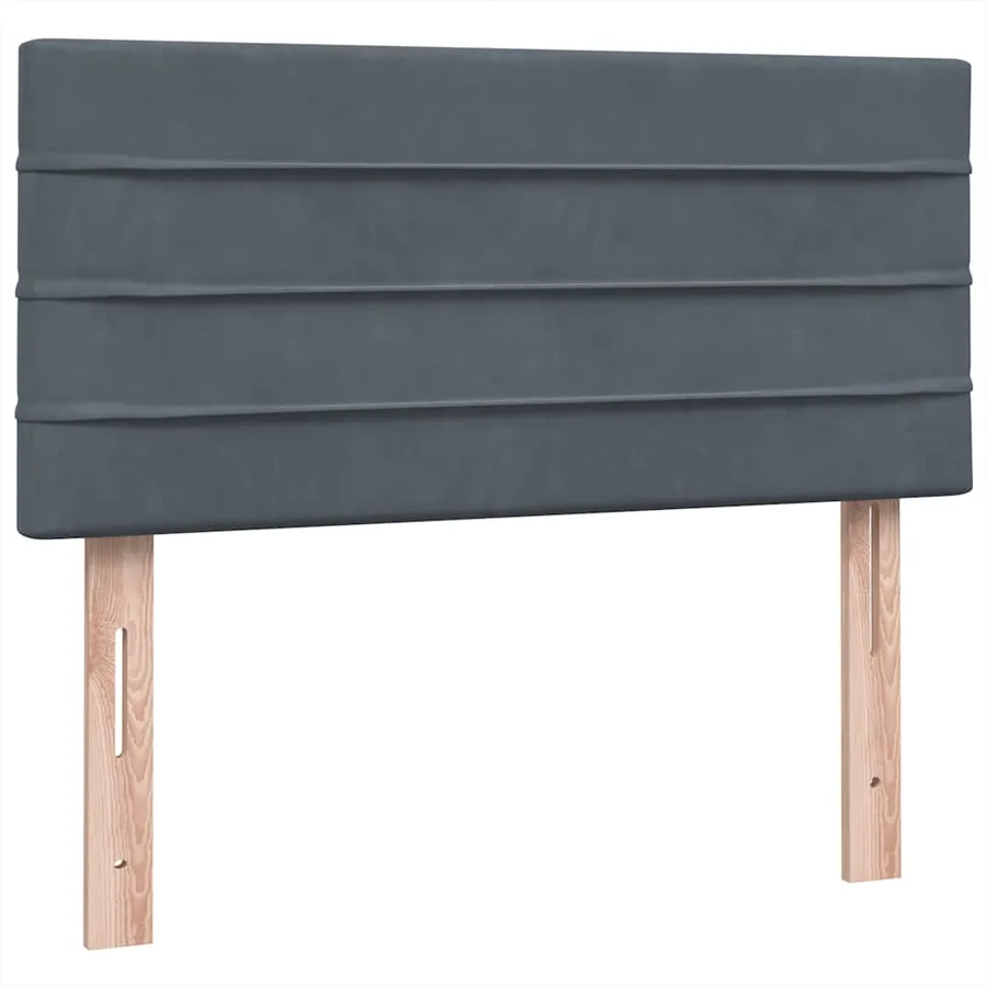 Sommier à lattes de lit et matelas et LED gris foncé 90x210 cm velours - 8