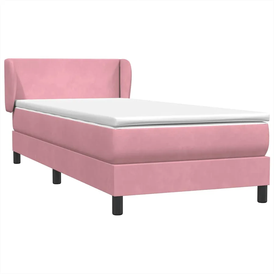 Sommier à lattes de lit avec matelas rose 90x220 cm velours - 2