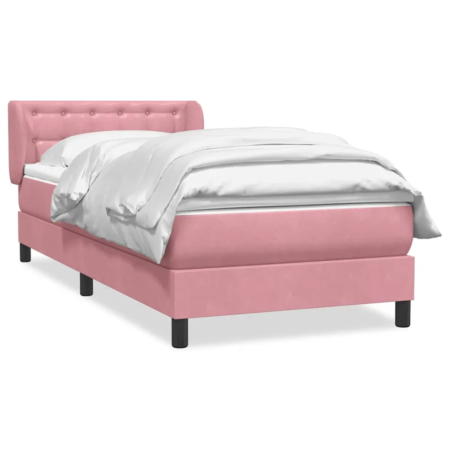 Sommier à lattes de lit avec matelas rose 90x220 cm velours - 2