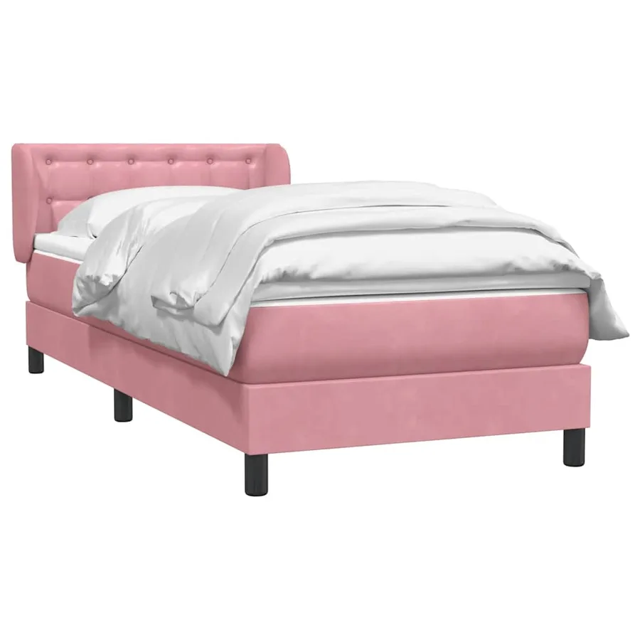 Sommier à lattes de lit avec matelas rose 90x220 cm velours - 3