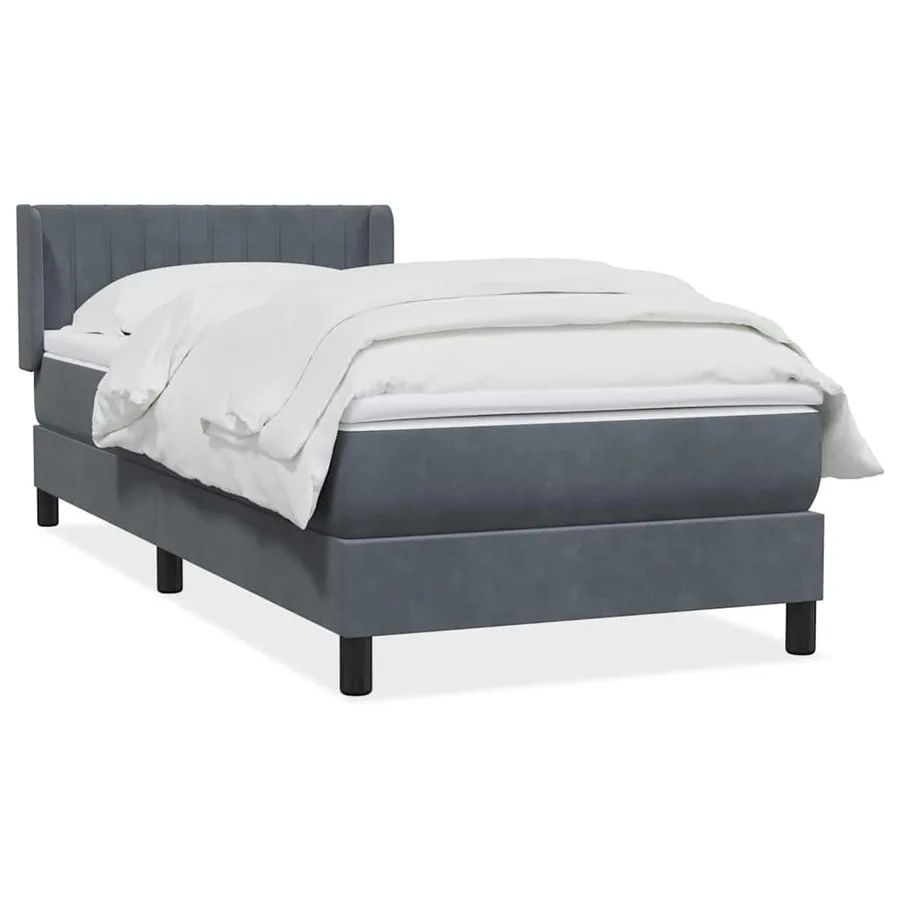 Sommier à lattes de lit et matelas gris foncé 90x210 cm velours - 2