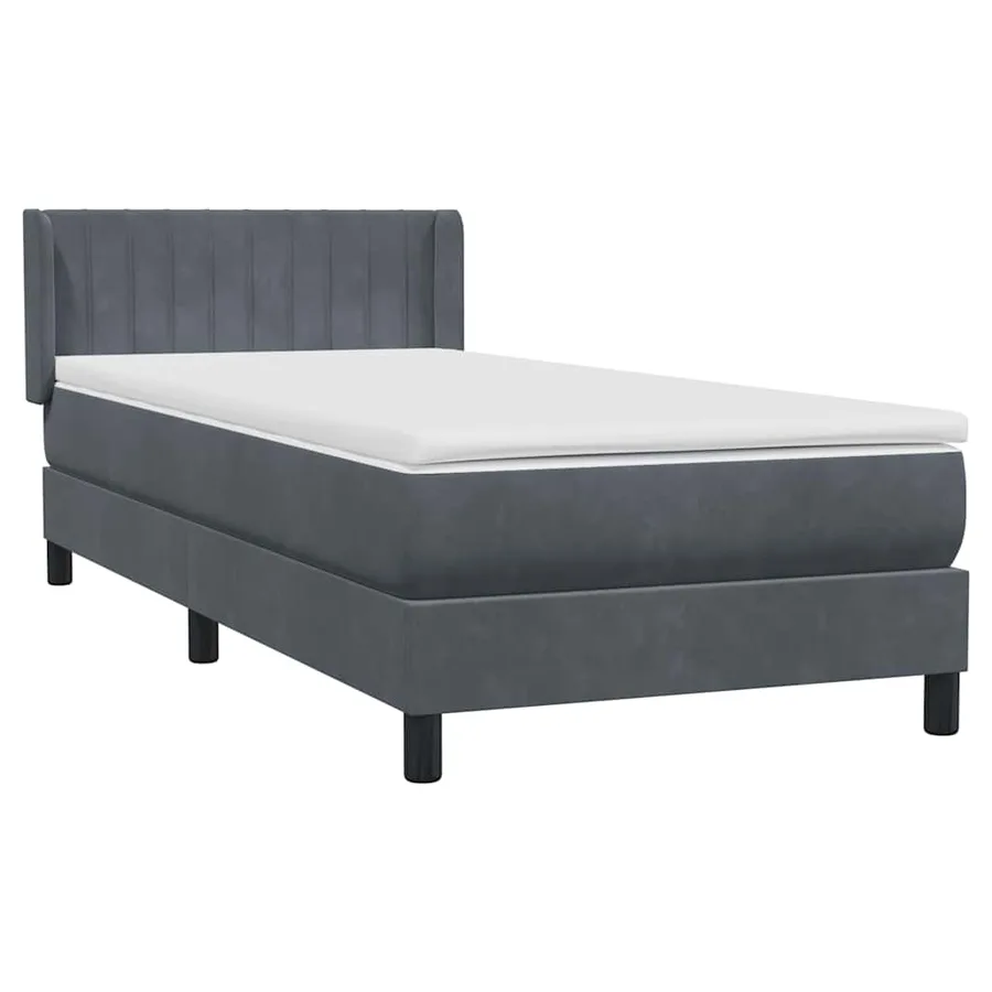 Sommier à lattes de lit et matelas gris foncé 90x210 cm velours - 4