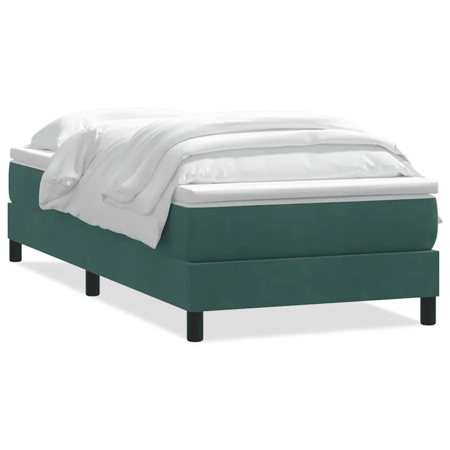 Sommier à lattes de lit et matelas vert foncé 80x210 cm velours - 2