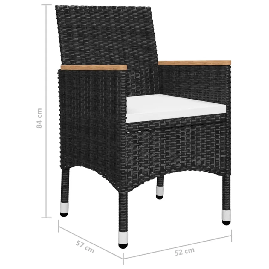 Ensemble à manger de jardin 5 pcs Noir - 15