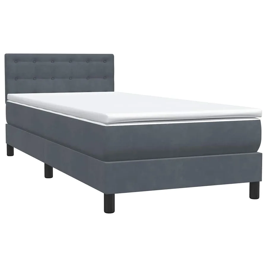 Sommier à lattes de lit et matelas et LED gris foncé 90x210 cm velours - 5