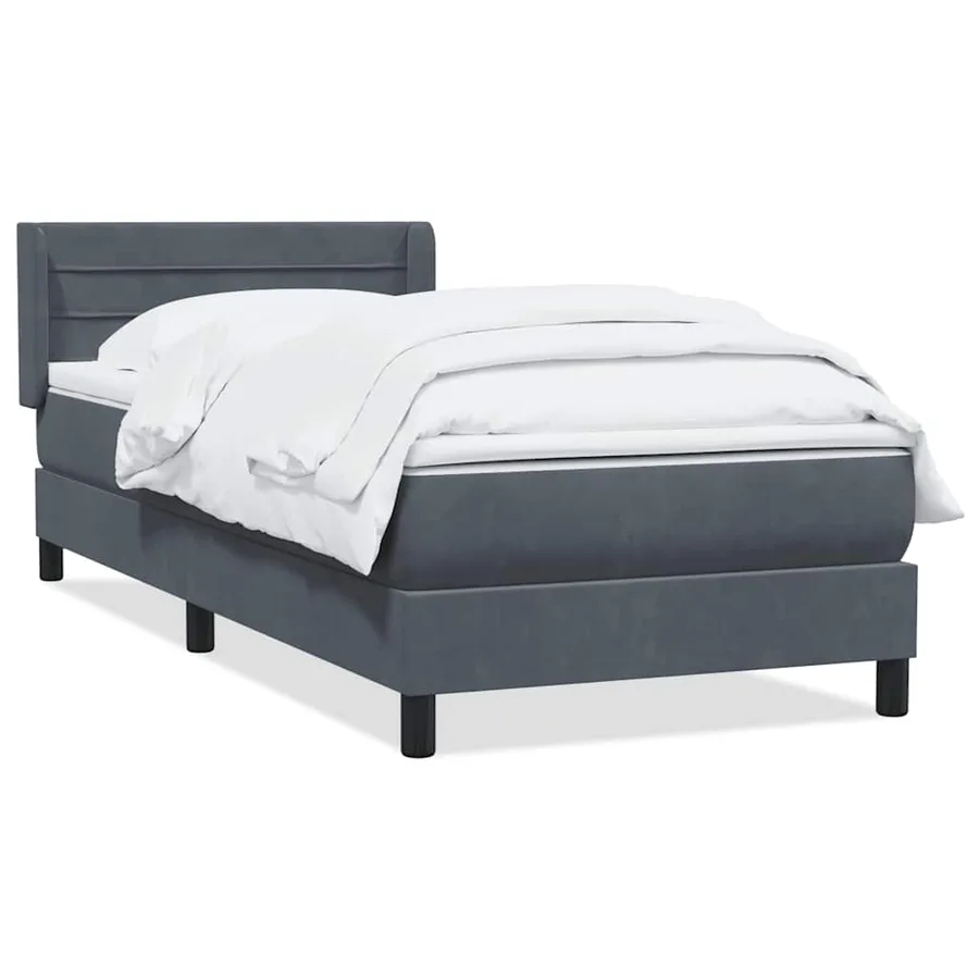 Sommier à lattes de lit et matelas gris foncé 90x210 cm velours - 2
