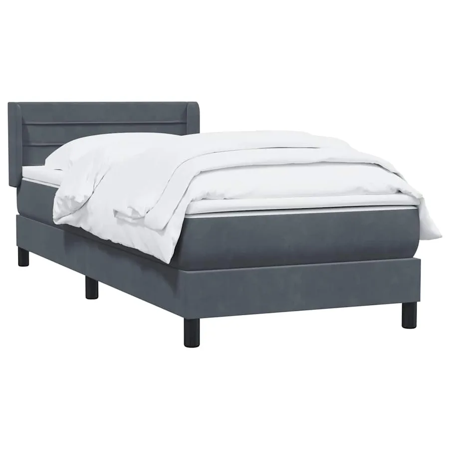 Sommier à lattes de lit et matelas gris foncé 90x210 cm velours - 3