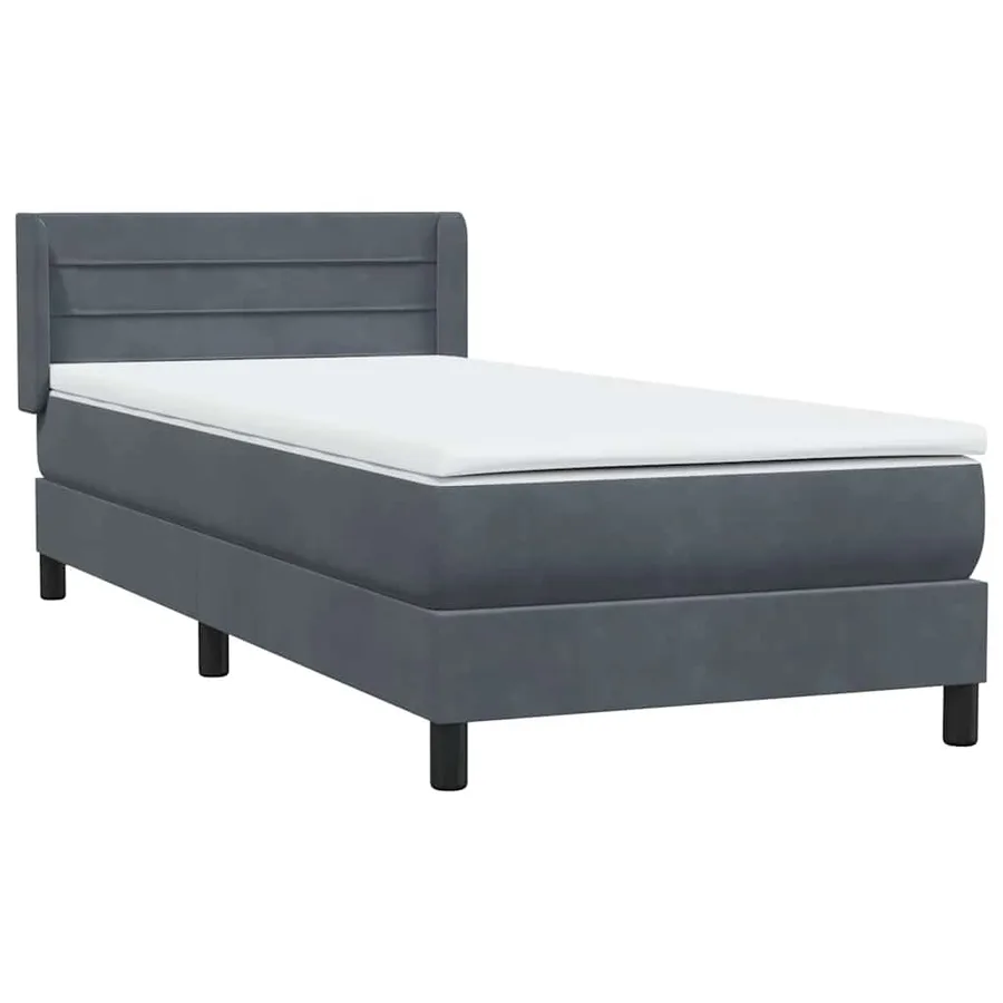 Sommier à lattes de lit et matelas gris foncé 90x210 cm velours - 4
