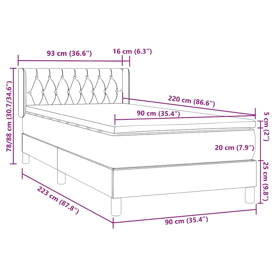 Sommier à lattes de lit avec matelas rose 90x220 cm velours - 12