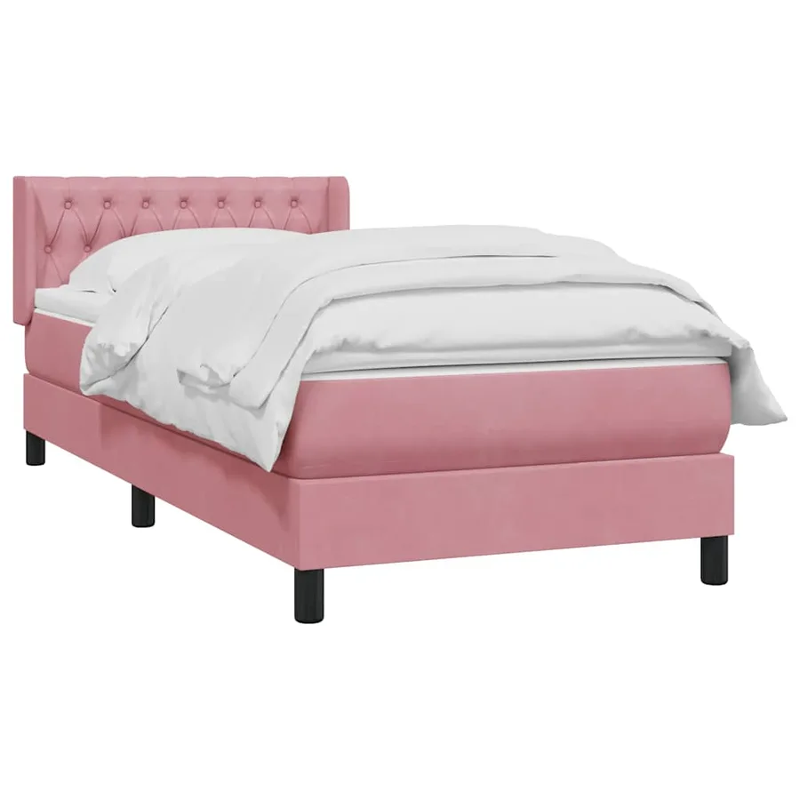 Sommier à lattes de lit avec matelas rose 90x220 cm velours - 4