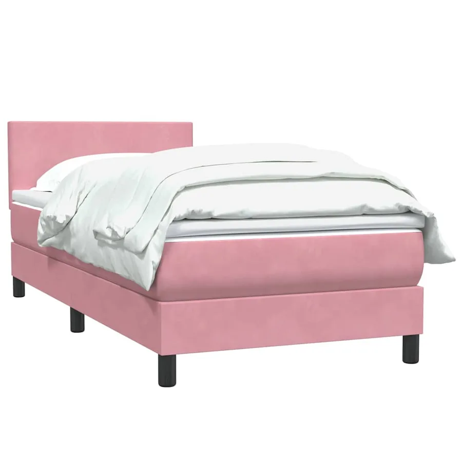 Sommier à lattes de lit avec matelas rose 90x210 cm velours - 3