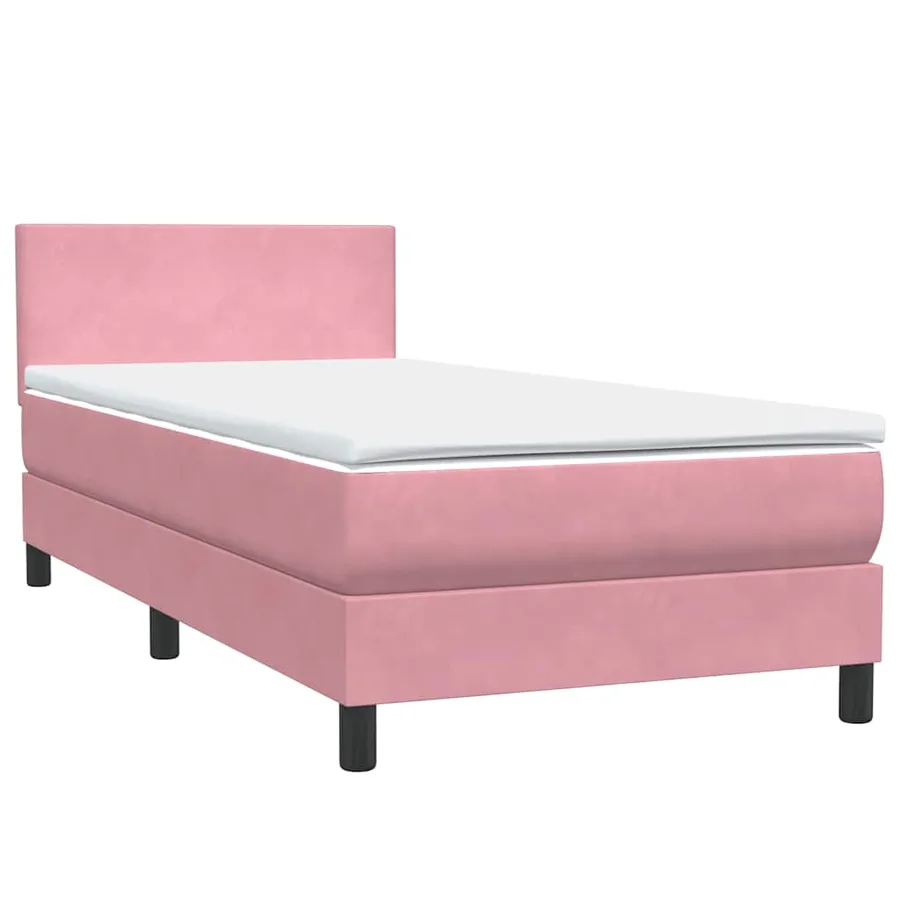 Sommier à lattes de lit avec matelas rose 90x210 cm velours - 4