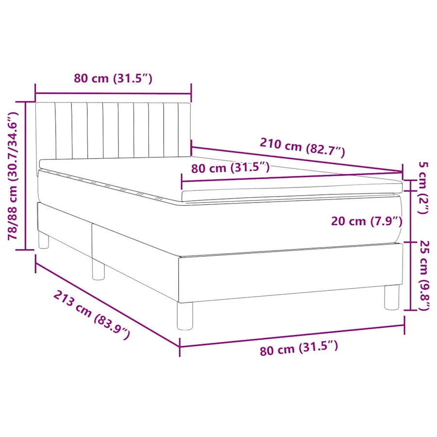 Sommier à lattes de lit et matelas gris clair 80x210 cm velours - 12
