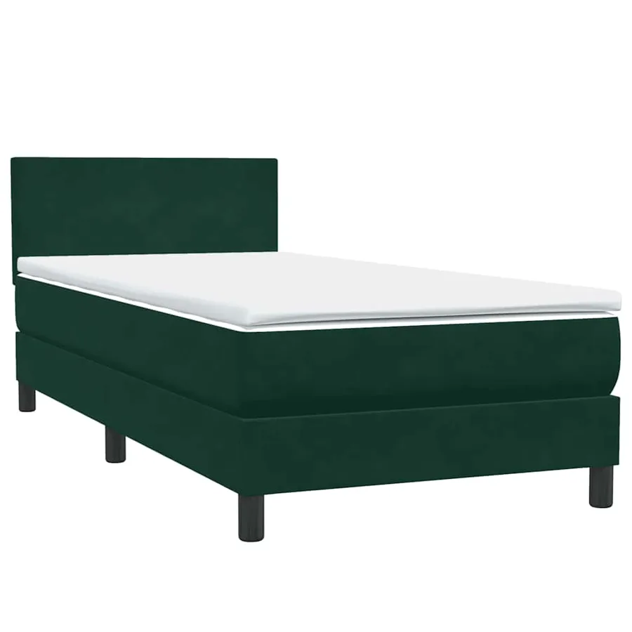 Sommier à lattes de lit et matelas vert foncé 80x220 cm velours - 4