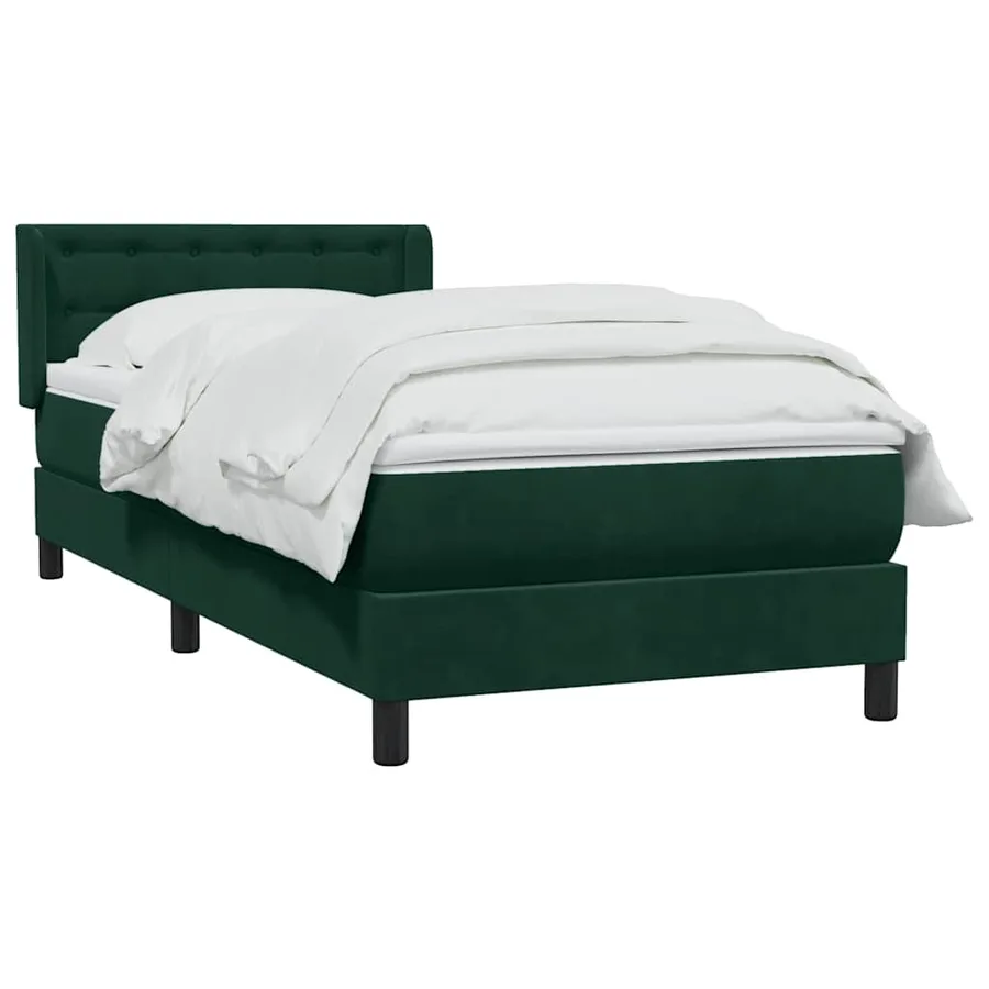 Sommier à lattes de lit et matelas vert foncé 80x220 cm velours - 3