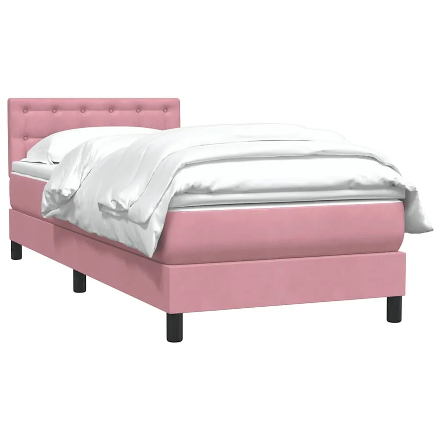 Sommier à lattes de lit avec matelas rose 80x210 cm velours - 3