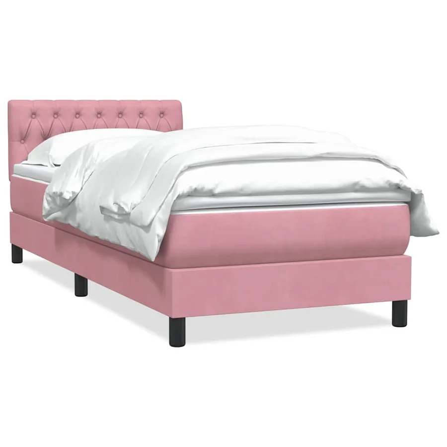 Sommier à lattes de lit avec matelas rose 90x210 cm velours - 2