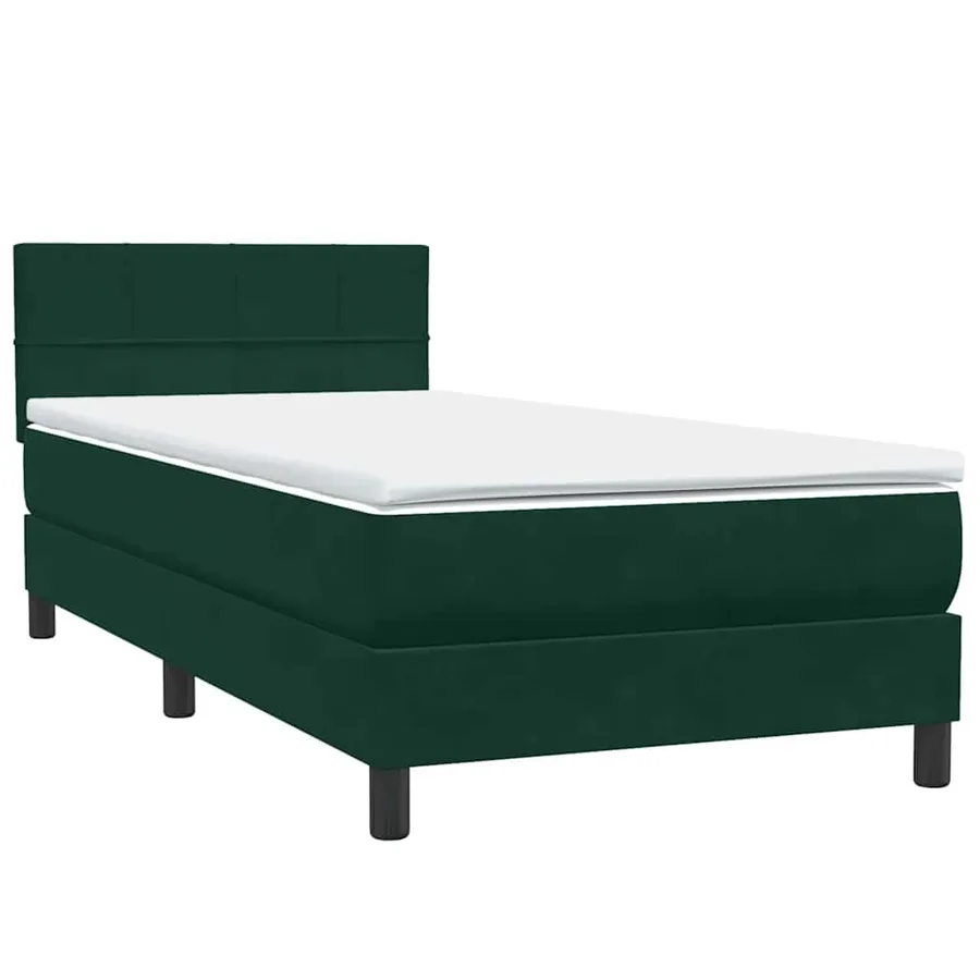 Sommier à lattes de lit et matelas et LED vert foncé 80x220 cm velours - 5