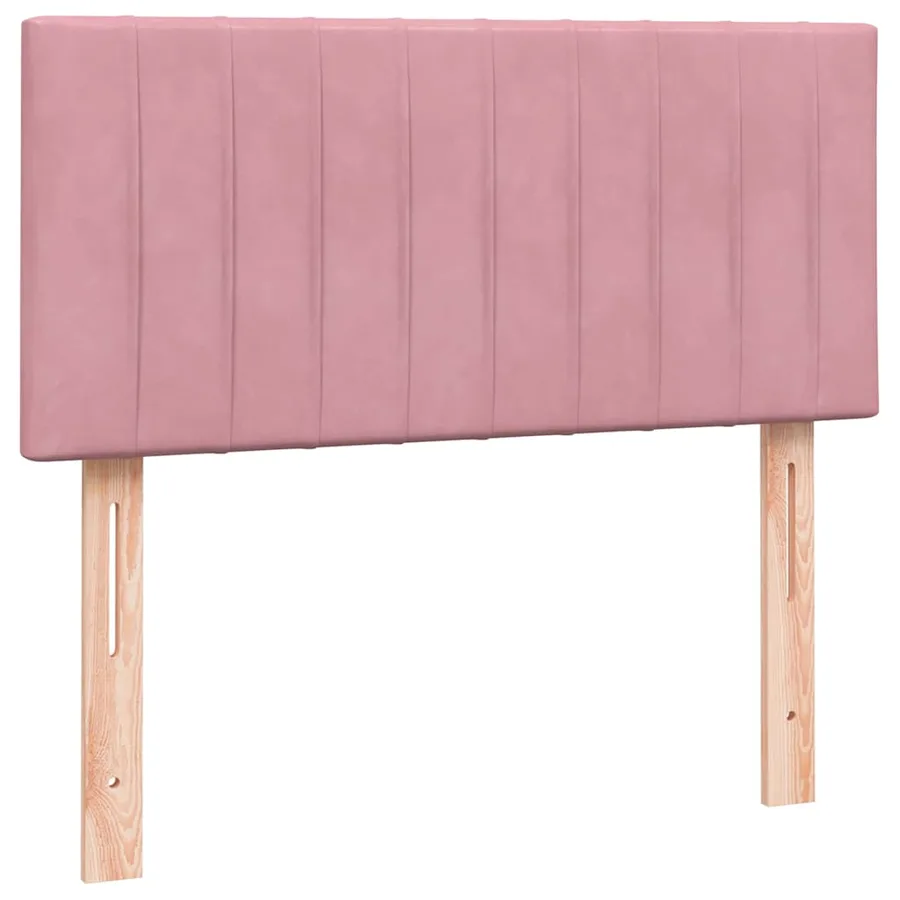 Sommier à lattes de lit avec matelas et LED rose 80x210 cm velours - 7