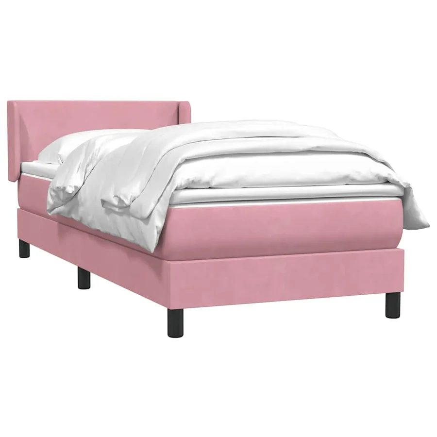 Sommier à lattes de lit avec matelas rose 80x210 cm velours - 3