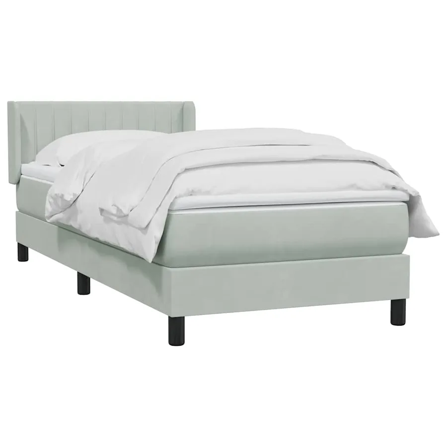 Sommier à lattes de lit et matelas gris clair 80x210 cm velours - 3