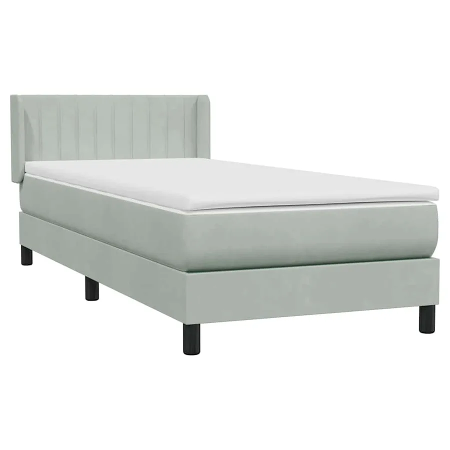 Sommier à lattes de lit et matelas gris clair 80x210 cm velours - 4