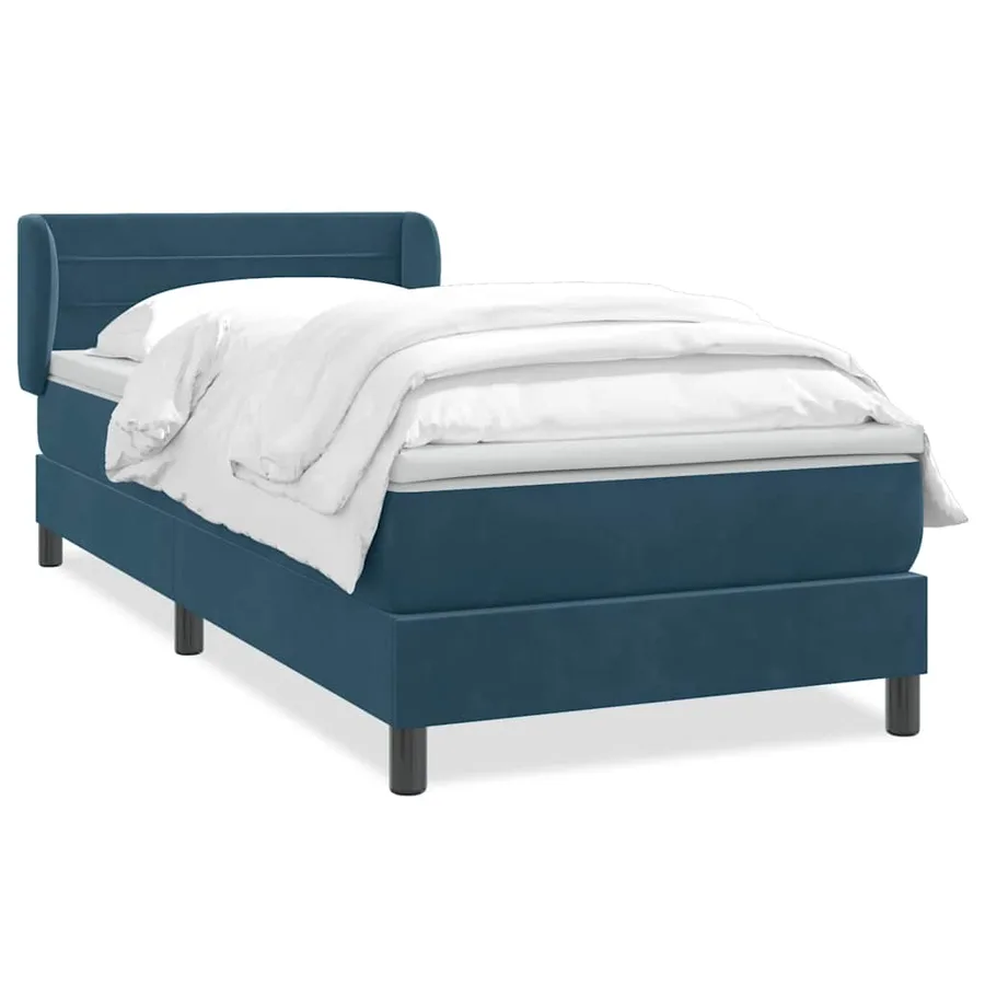 Sommier à lattes de lit et matelas bleu foncé 80x210 cm velours - 2