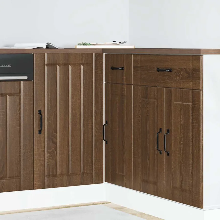 Meuble bas de cuisine Lucca chêne marron bois d'ingénierie