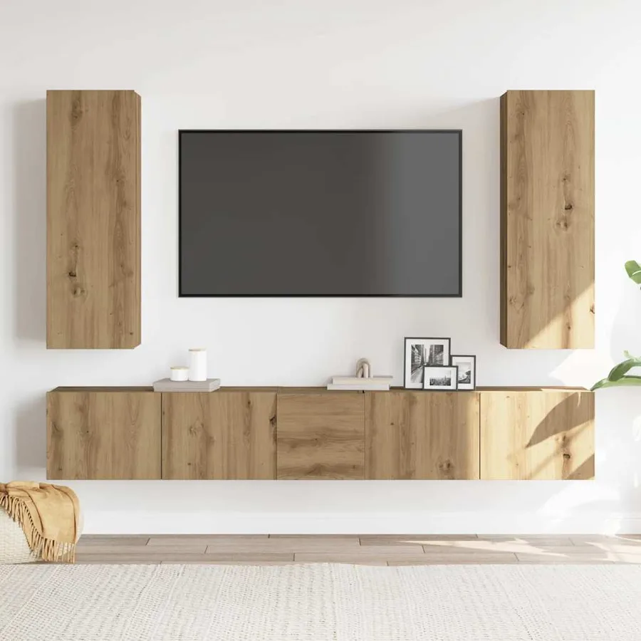 Ensemble de meuble TV mural 5 pcs chêne artisanal - 3